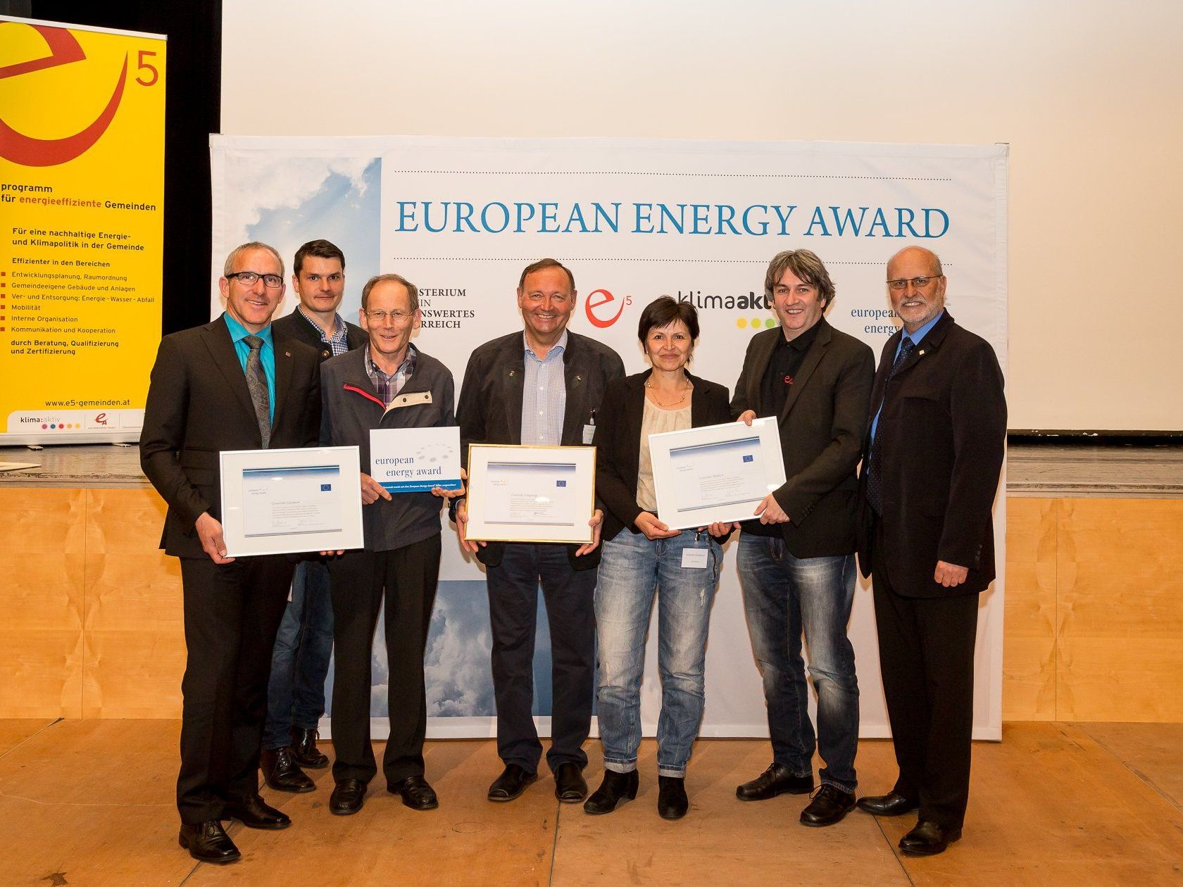 Martin Netzer (Bürgermeister Gaschurn), Andreas Bertel (Energieinstitut Vorarlberg), Anton Gössel (Gemeinde Gaschurn), Kurt Krottenhammer (Bürgermeister Langenegg), Gabriele Königbaur (Gemeinde Bludesch), Michael Tinkhauser (Bürgermeister Bludesch)