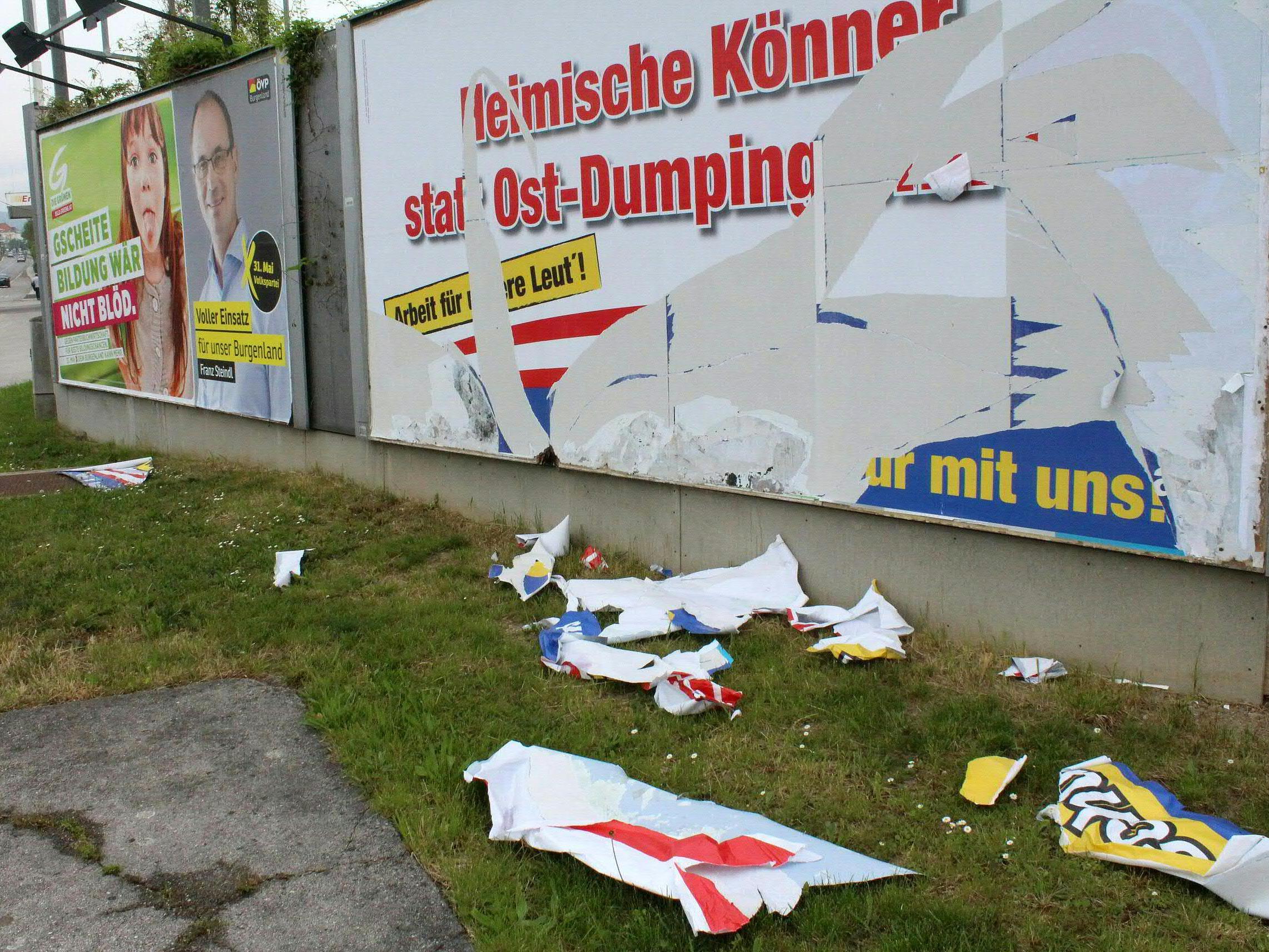 Landtagswahl im Burgenalnd: 70 Wahlplakate der FPÖ wurden zerstört.