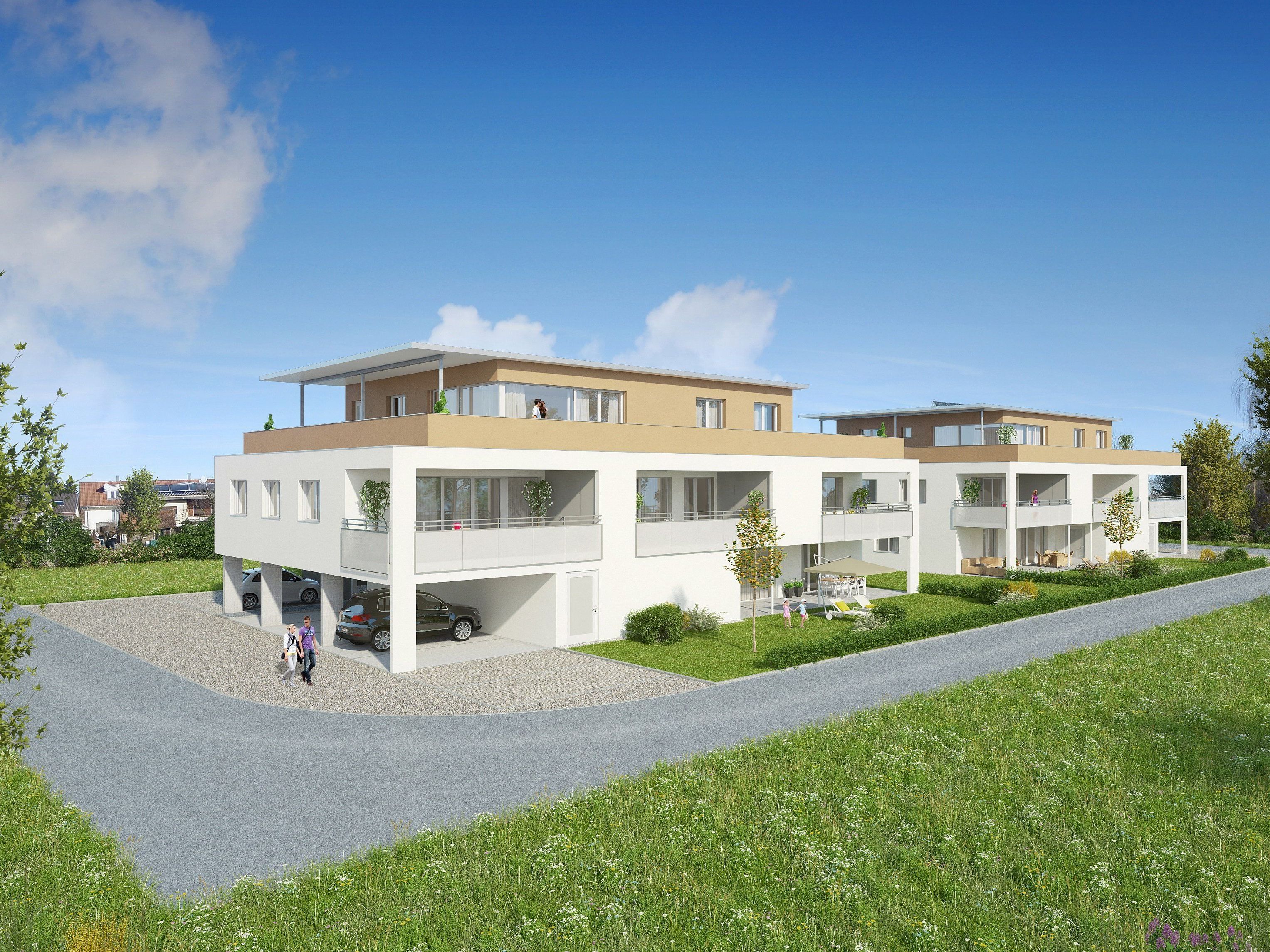 Die Ansicht nach Fertigstellung der Kleinwohnanlage im Hainweg 6 und 8. (Computerbild: Fa. Grabher) Die Ansicht nach Fertigstellung der Kleinwohnanlage im Hainweg 6 und 8. (Computerbild: Fa. Grabher)