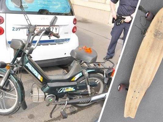 Zu einem Zusammenstoß zwischen einem Longboard- und einem Mopedfahrer kam es am 20. Mai