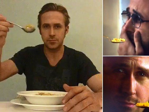 Hollywoodstar reagierte mit Clip auf Tod des Erfinders der "Ryan Gosling won't eat his cereal"-Memes. Hollywoodstar reagierte mit Clip auf Tod des Erfinders der "Ryan Gosling won't eat his cereal"-Memes.