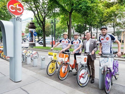 Vier Radler sind mit Citybikes von Bregenz nach Wien gefahren. Vier Radler sind mit Citybikes von Bregenz nach Wien gefahren.