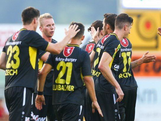 Altach jubelte über den Einzug in die zweite Cup-Runde. Altach jubelte über den Einzug in die zweite Cup-Runde.