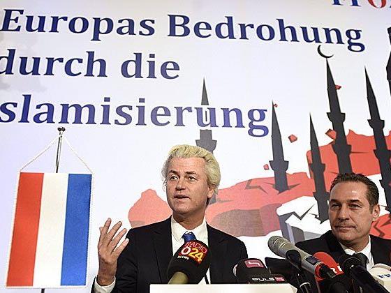 Wilders beim Auftritt in Wien auf Einladung von FPÖ-Chef Heinz-Christian Strache