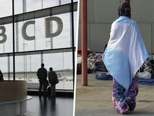 230 Asylwerber kommen in Gerätehalle am Flughafen Wien