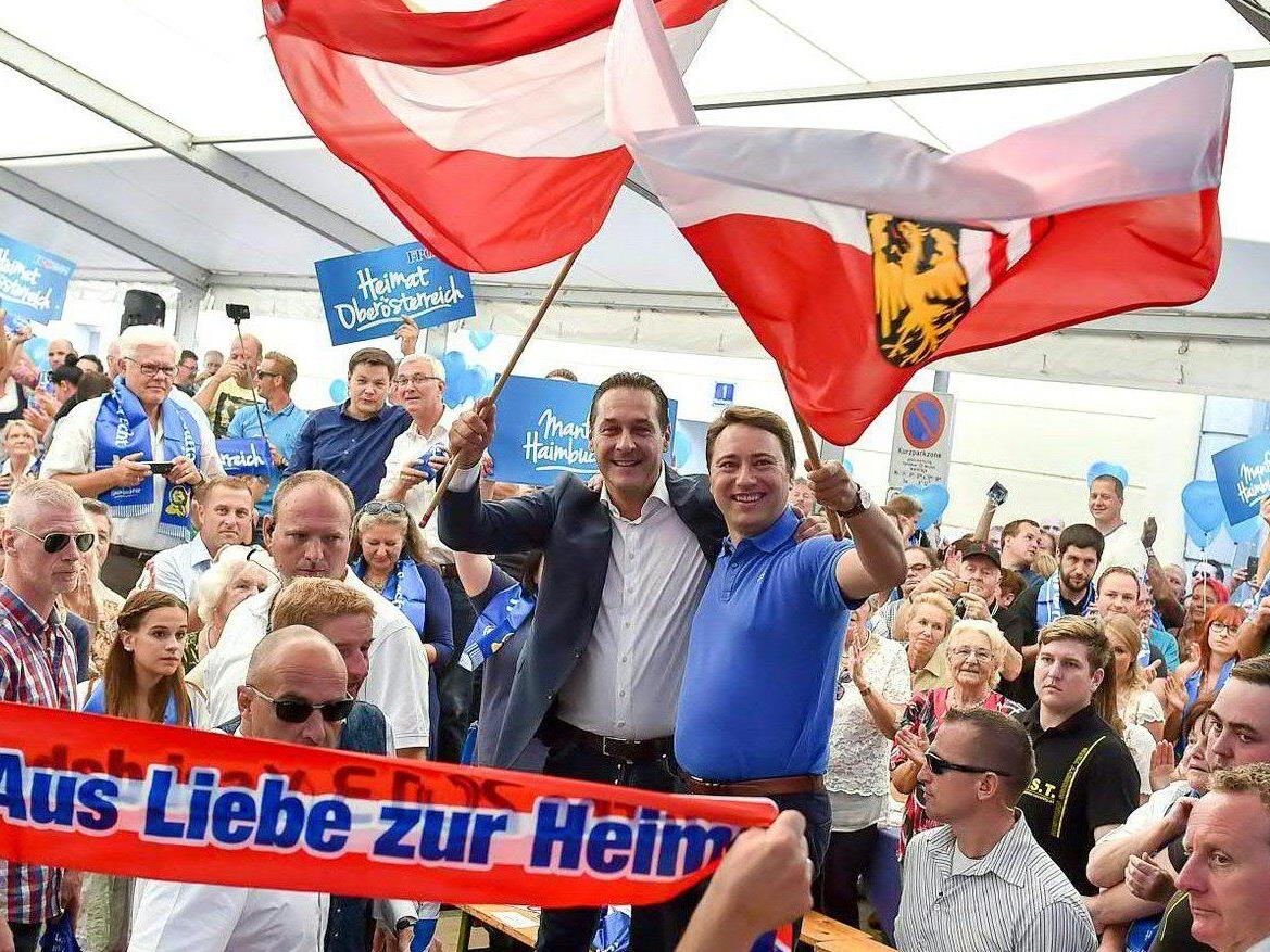 FPÖ-Wahlkampfauftakt in Oberösterreich mit Haimbuchner und Strache.