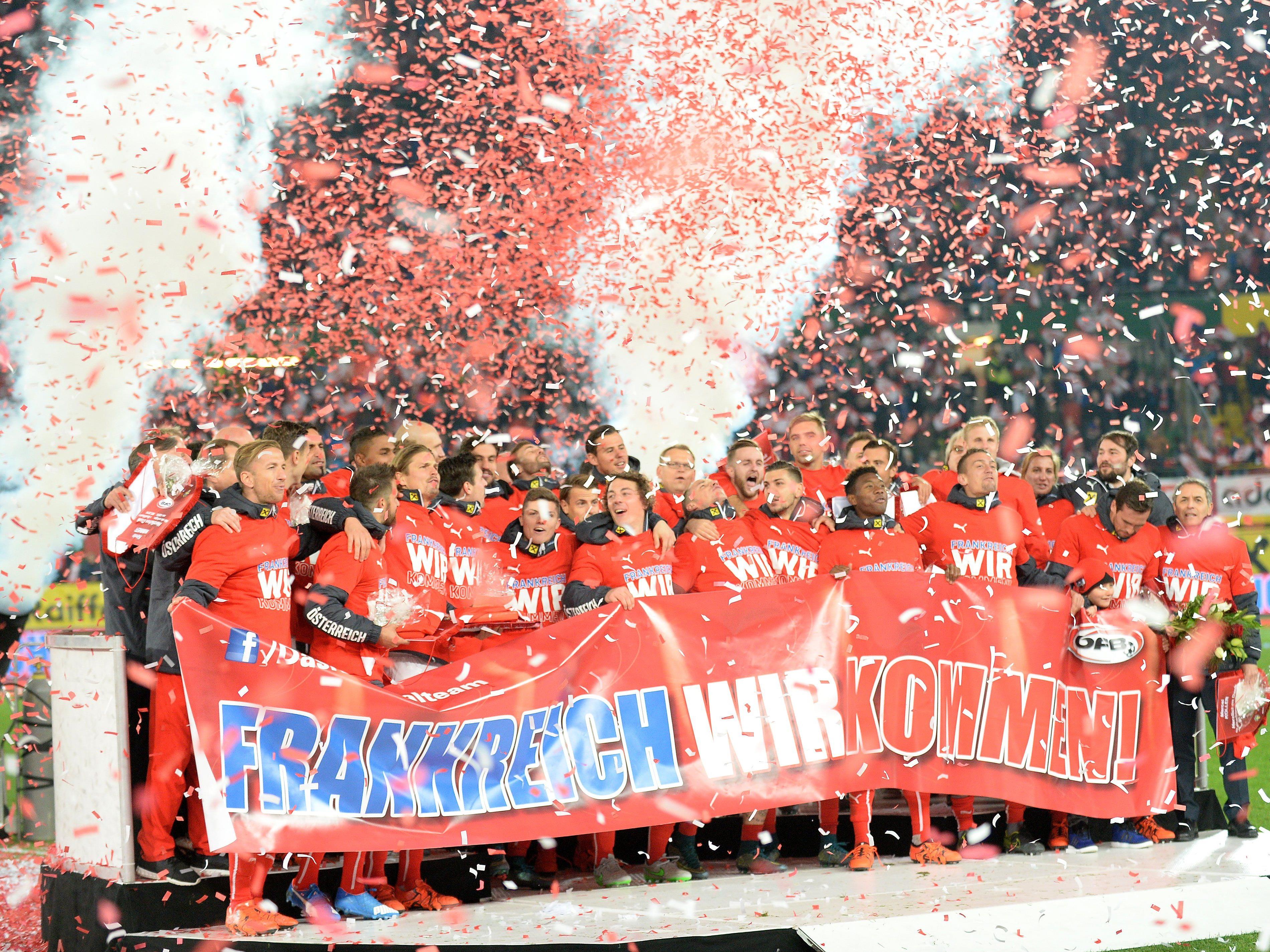 Österreichs Nationalteam und die Fans feierten die EM-Teilnahme 2016.