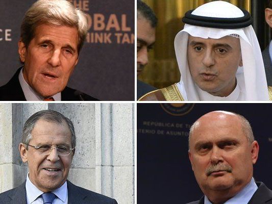 Am Donnerstag beraten sich die Außenminister der USA, Russlands, Saudi-Arabiens und der Türkei erneut in Wien. Am Donnerstag beraten sich die Außenminister der USA, Russlands, Saudi-Arabiens und der Türkei erneut in Wien.
