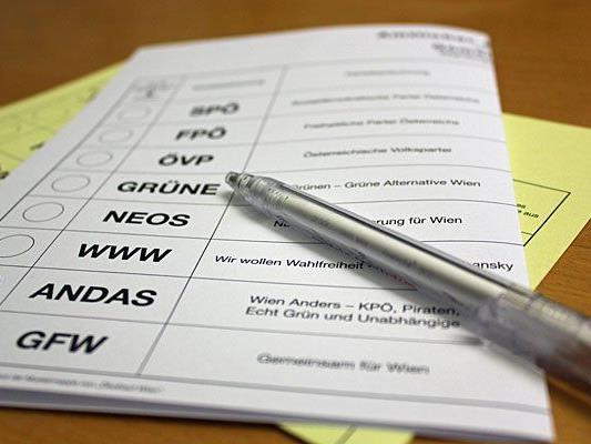 Ein Stimmzettel für die Wien-Wahl