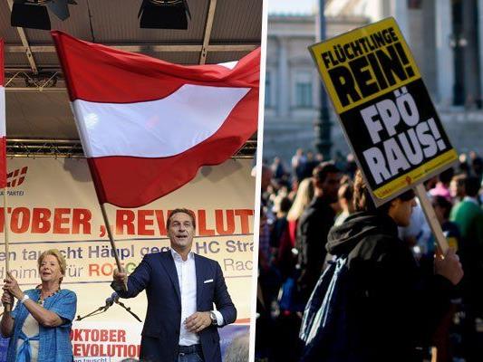 Wir berichten live von der FPÖ Schlusskundgebung und der Gegendemonstration