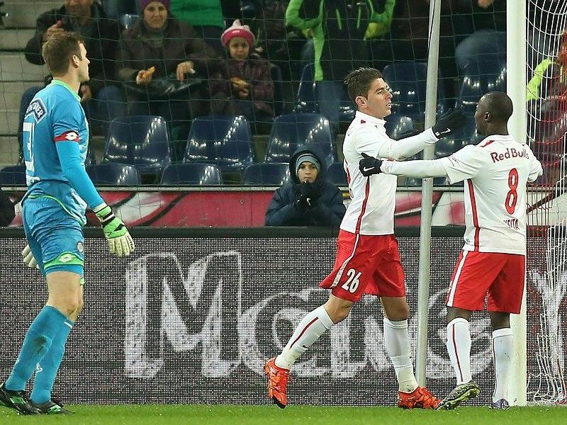 Salzburg-Star Soriano (li.) war gegen Sturm Graz doppelt erfolgreich.