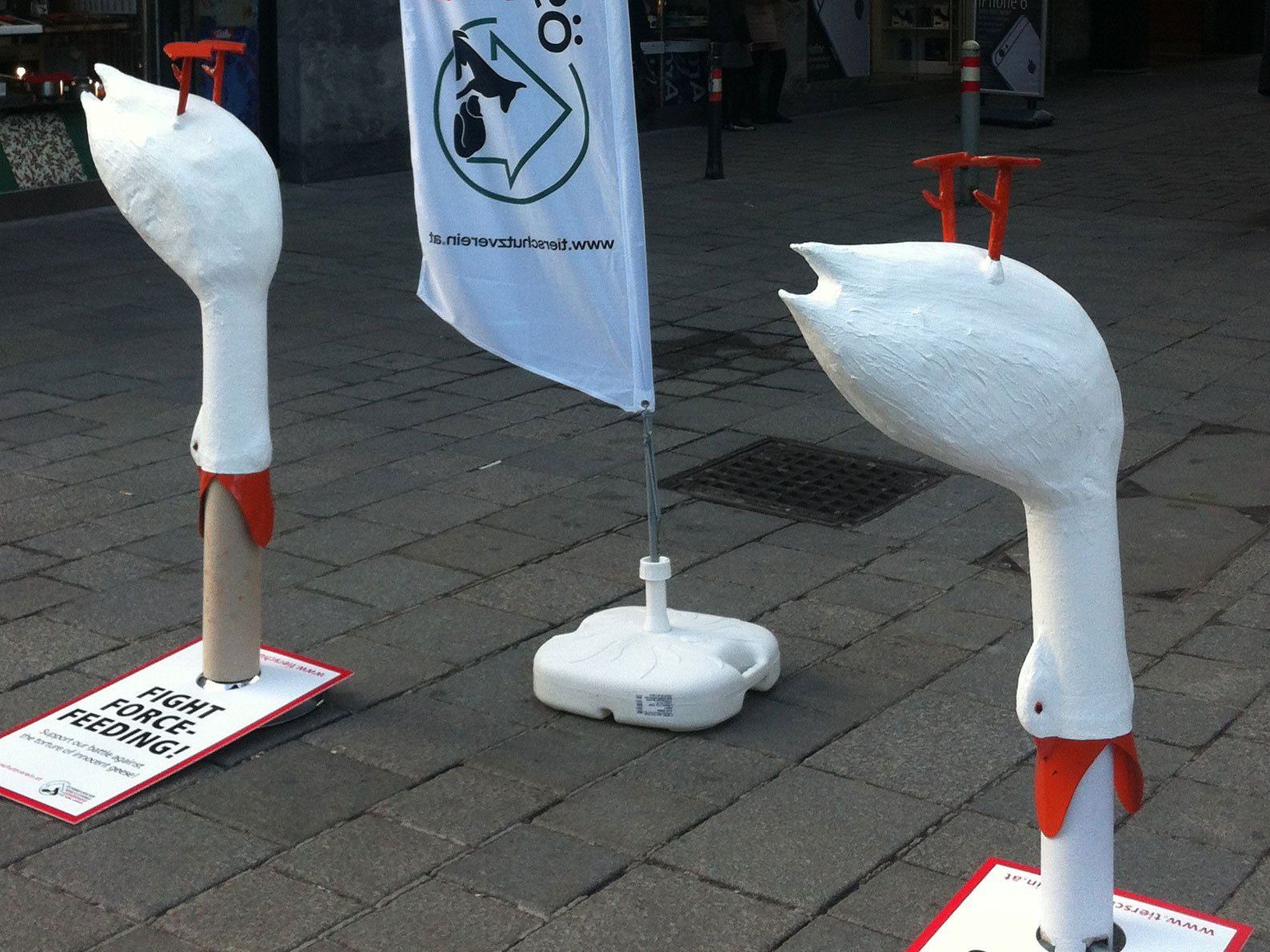 Bilder der Aktion "Stoppt das Stopfen". Bilder der Aktion "Stoppt das Stopfen".