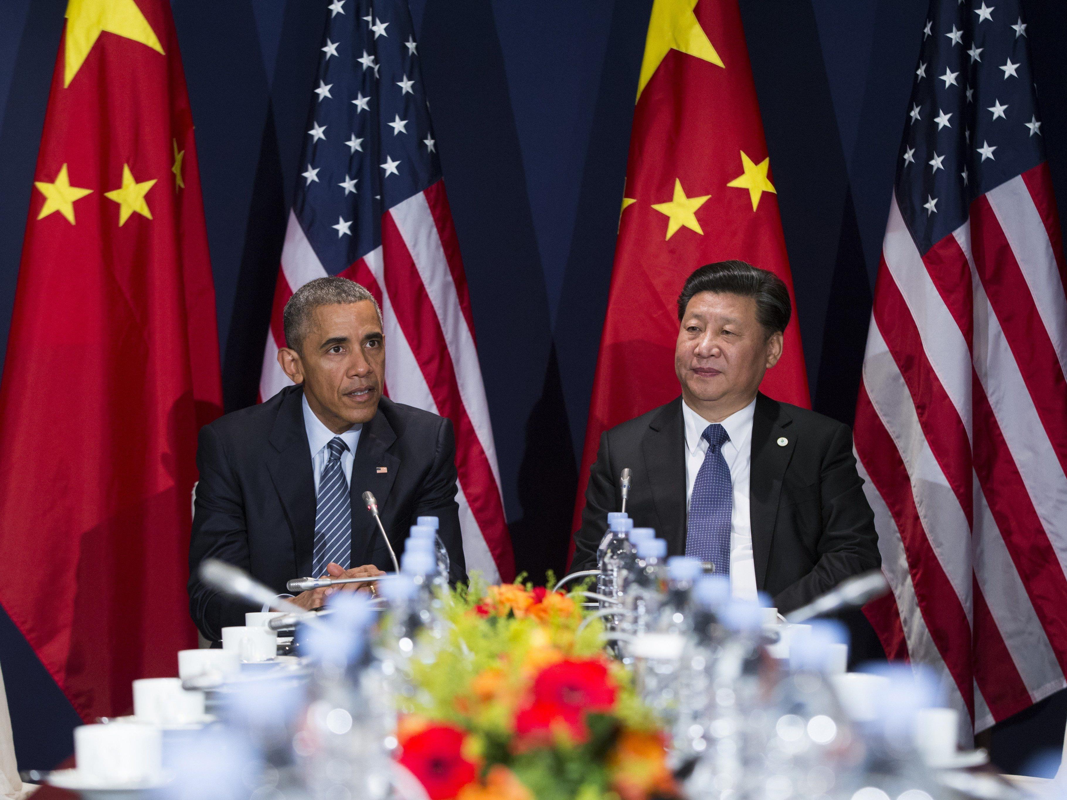 US-Präsident Obama mit Chinas Präsident Xi Jinping beim Klimagipfel.