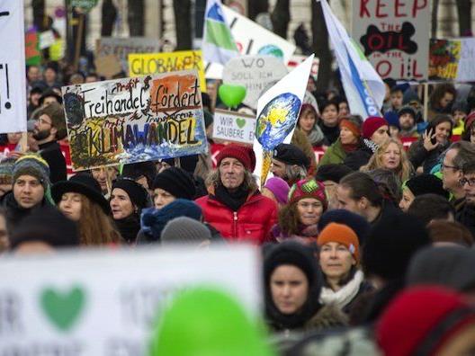Protstierende beim Climate March Vienna
