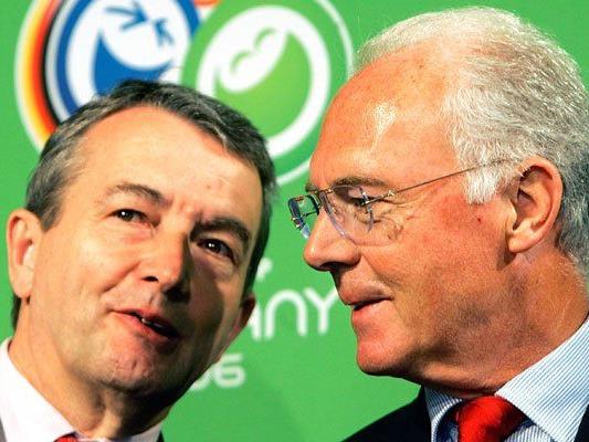 Niersbach (l.) und Beckenbauer im Zwielicht. (Archivbild 2006)