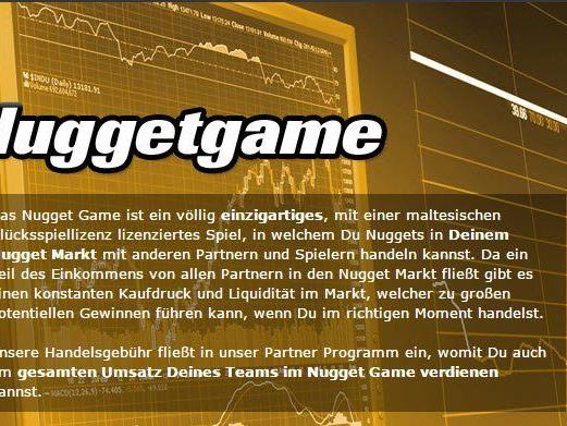 Das "Nugget Game" wird mit großen Gewinnmöglichkeiten beworben - dass auch der Verlust sehr hoch ausfallen kann, steht in den AGB.