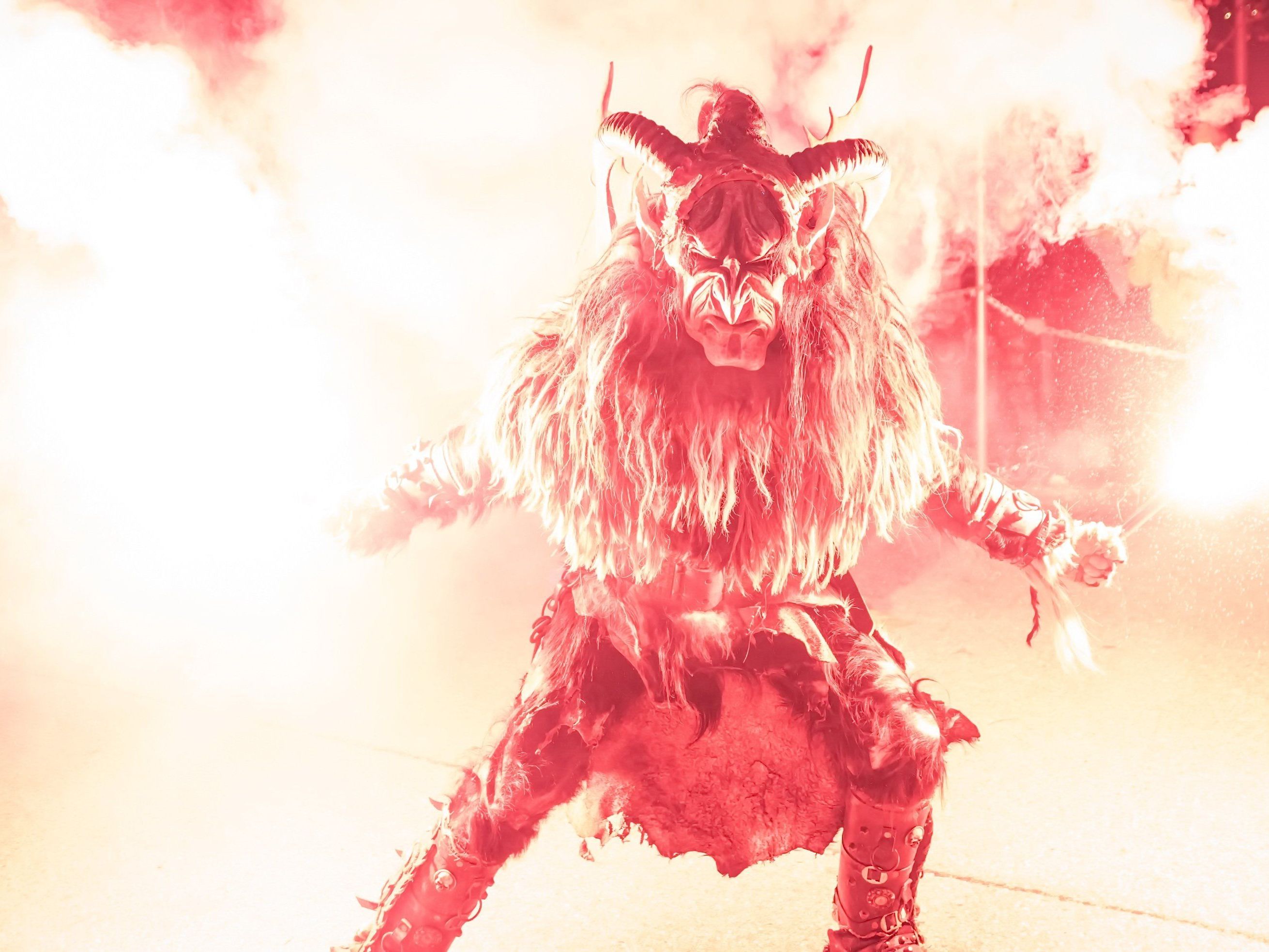 Schauriger Krampuslauf in Eugendorf. Schauriger Krampuslauf in Eugendorf.