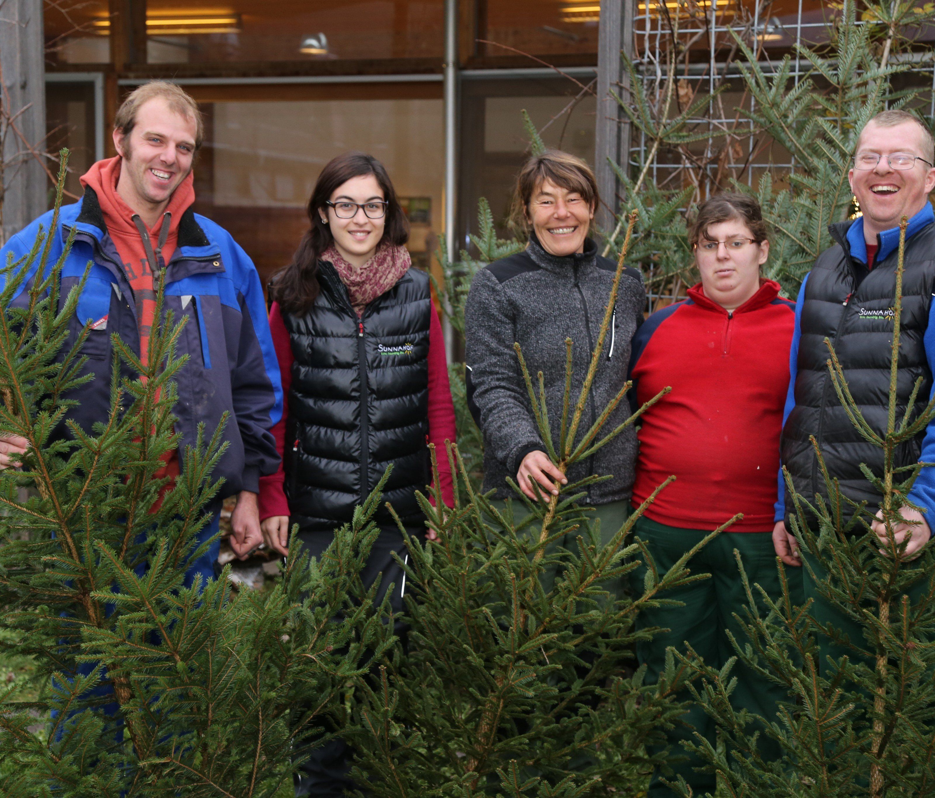 Die Mitarbeiter des Sunnahofs freuen sich auf den kommenden Christbaumverkauf. Die Mitarbeiter des Sunnahofs freuen sich auf den kommenden Christbaumverkauf.