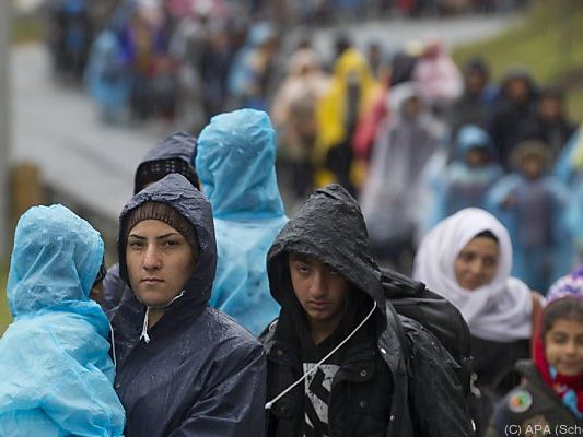 Flüchtlinge bei der Ankunft in Spielfeld