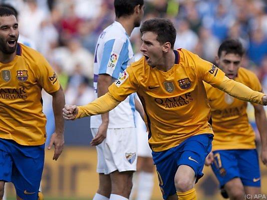 Lionel Messi jubelt nach seinem Siegtreffer in Malaga