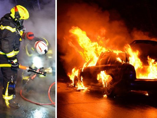 Das Auto auf der A2 brannte völlig aus. Das Auto auf der A2 brannte völlig aus.