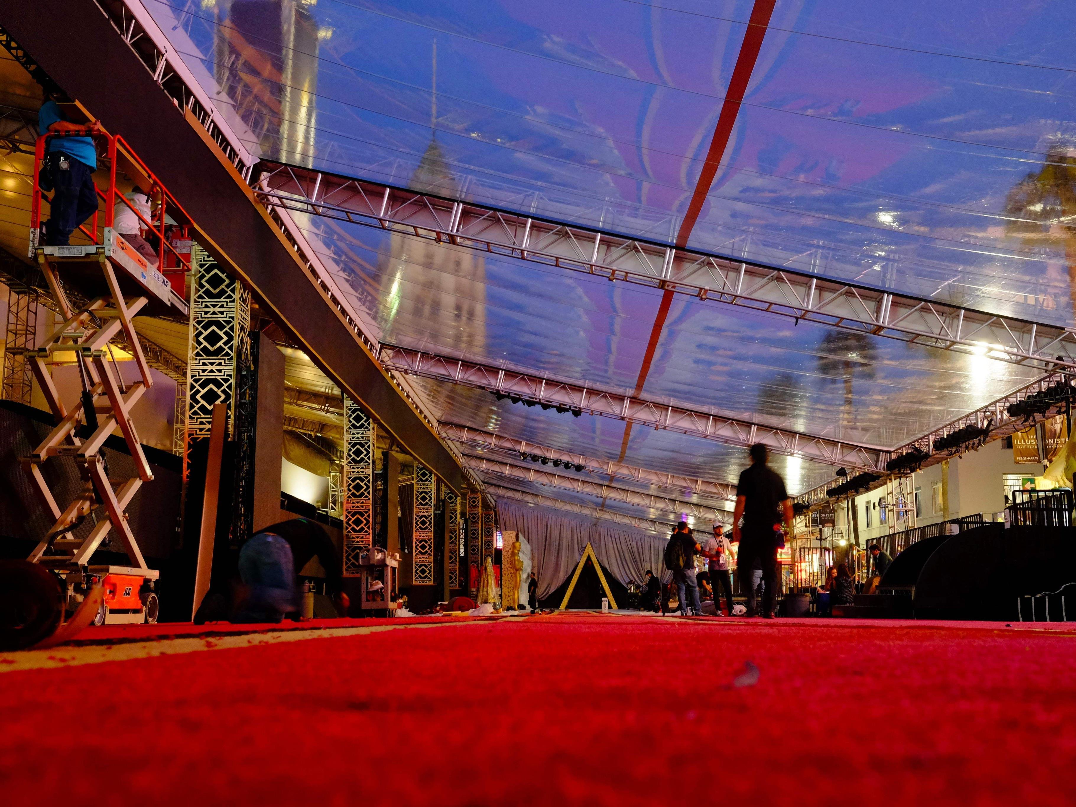 Der Rote Teppich ist bereit für die Academy Awards 2016.