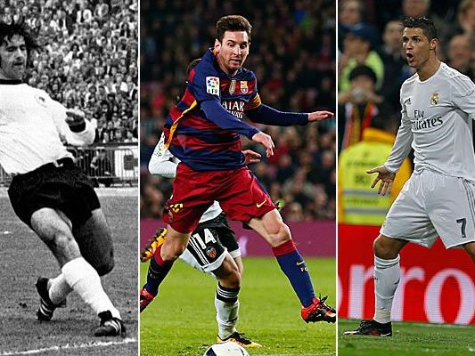 Müller, Messi und Ronaldo - Drei der besten Fußballer aller Zeiten.