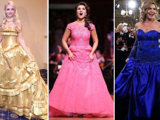 Knallbunt waren sie immerhin, die Roben am Opernball. Knallbunt waren sie immerhin, die Roben am Opernball.