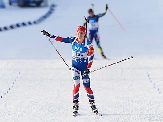 Siegreiche Norwegerin - Schlussläuferin Marte Olsbu Siegreiche Norwegerin - Schlussläuferin Marte Olsbu