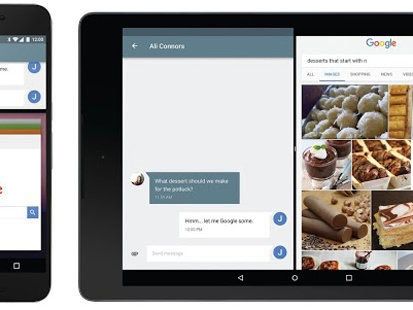 Zwei Apps gleichzeitig auf dem Schirm: Eine der augenscheinlichsten Neuerungen von Android N. Zwei Apps gleichzeitig auf dem Schirm: Eine der augenscheinlichsten Neuerungen von Android N.