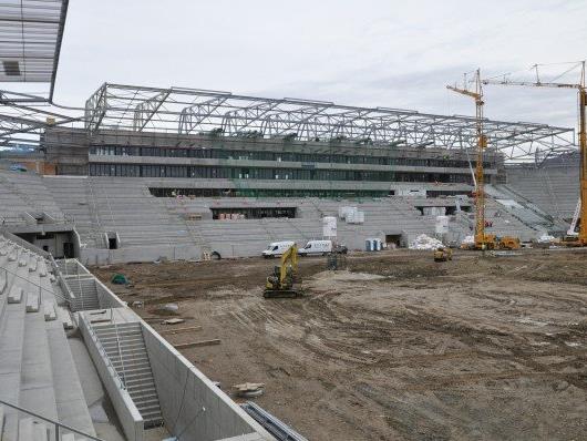 Die Arbeiten im Allianz Stadion laufen auf Hochtouren.