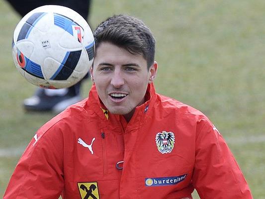 Alessandro Schöpf im Training mit der österreichischen Nationalmannschaft.