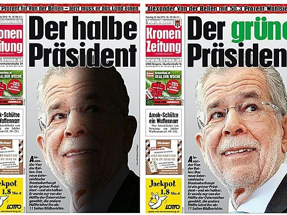 Mit zwei verschiedenen Titelseiten berichtete die "Kronen Zeitung" am Dienstag Mit zwei verschiedenen Titelseiten berichtete die "Kronen Zeitung" am Dienstag