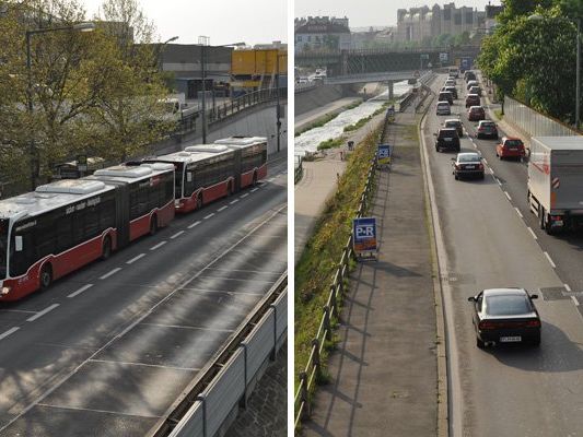 Montagfrüh auf Höhe der U4-Station Hütteldorf.