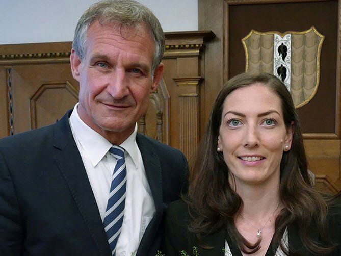 Bürgermeister Linhart und Neo-Stadträtin Marte. Bürgermeister Linhart und Neo-Stadträtin Marte.