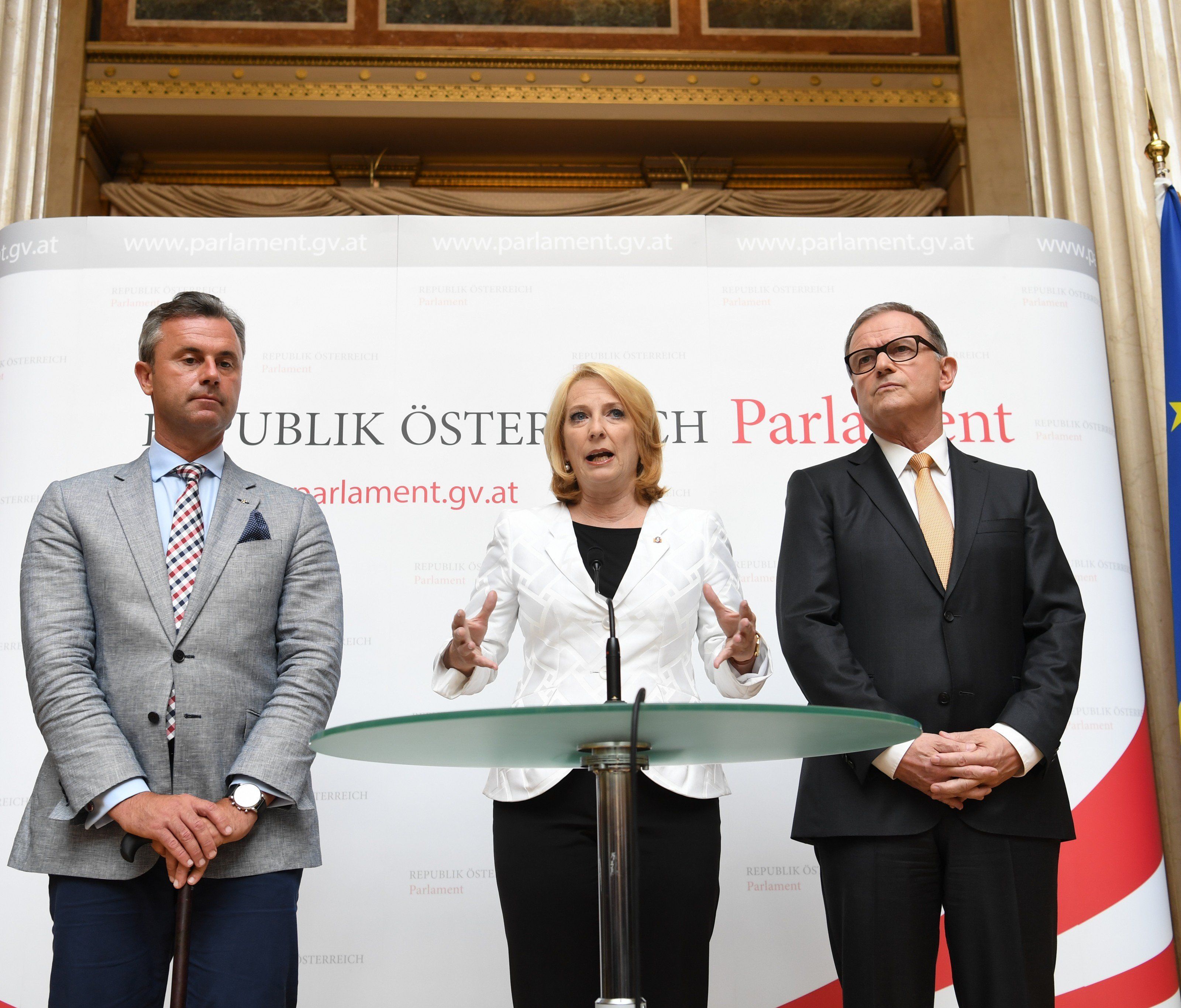 Die Nationalratspräsidenten Norbert Hofer, Doris Bures und Karlheinz Kopf.