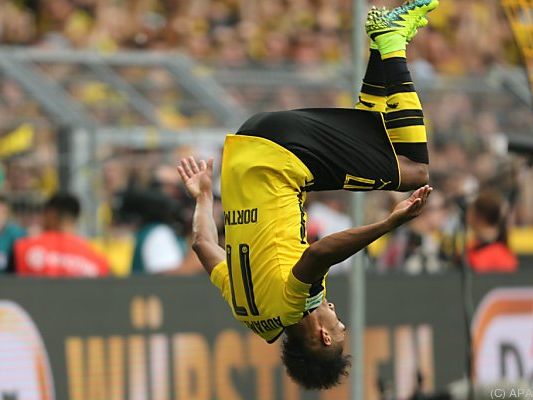 Aubameyang bejubelte mit einem Salto den Sieg gegen Mainz Aubameyang bejubelte mit einem Salto den Sieg gegen Mainz