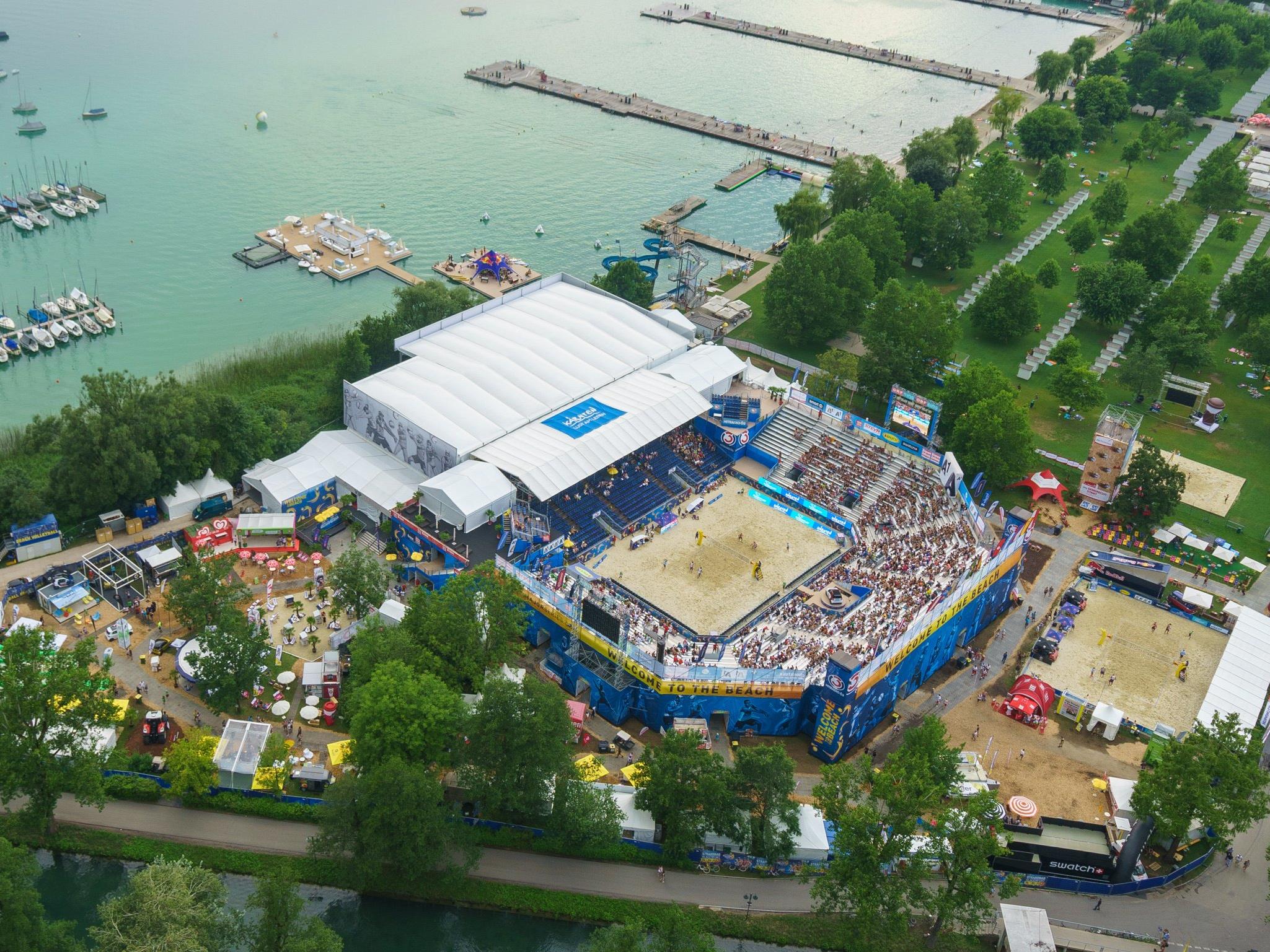 Die Beachvolleyball-Arena in Klagenfurt.