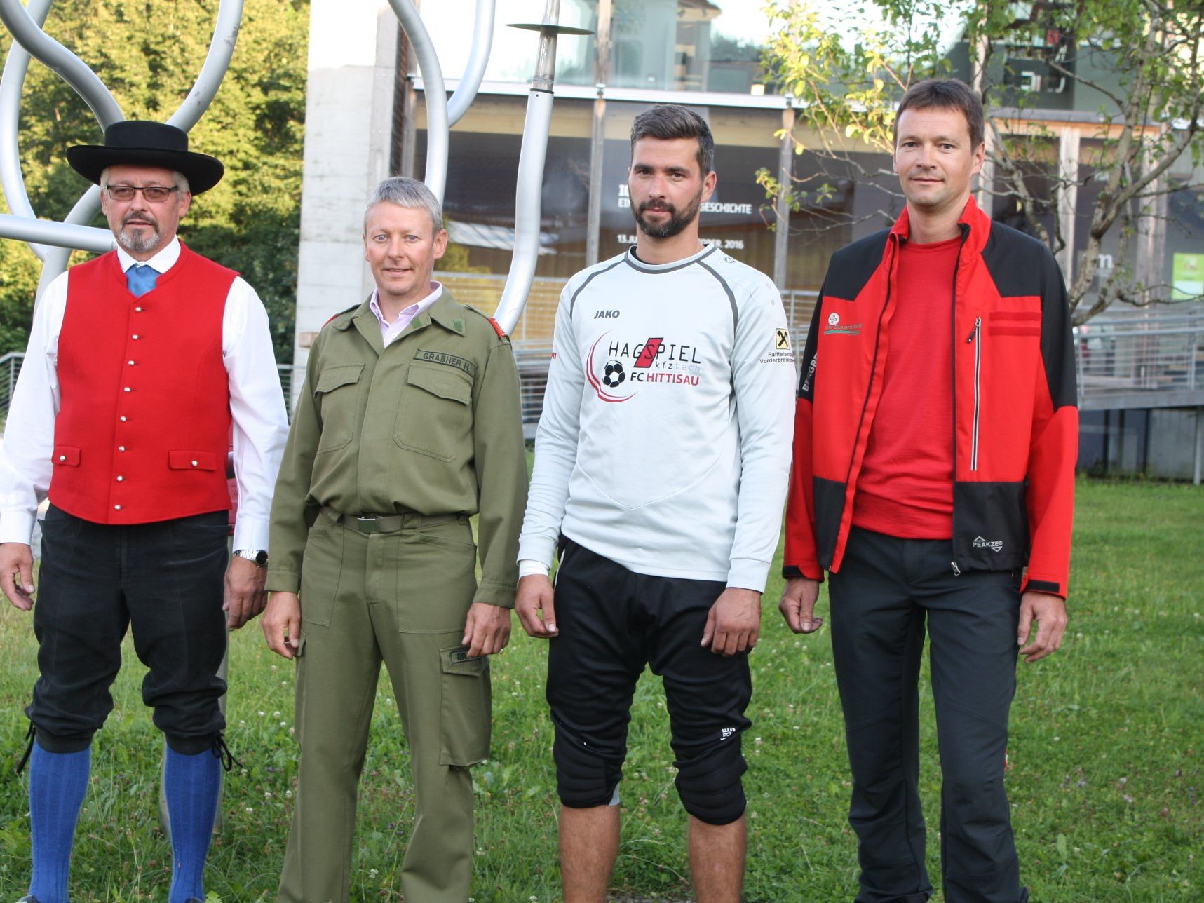 Walter Feurstein, Hans Grabher, Markus Beer und Alexander Nußbaumer beteiligen sich mit ihren Vereinen an „Hittisau verein.t“ Walter Feurstein, Hans Grabher, Markus Beer und Alexander Nußbaumer beteiligen sich mit ihren Vereinen an „Hittisau verein.t“