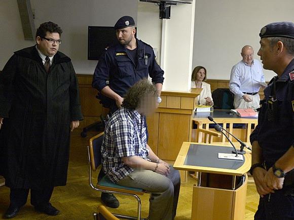 Der Angeklagte (M.) vor Prozessbeginn im Fall "Wiener Ehepaar in Aspern getötet