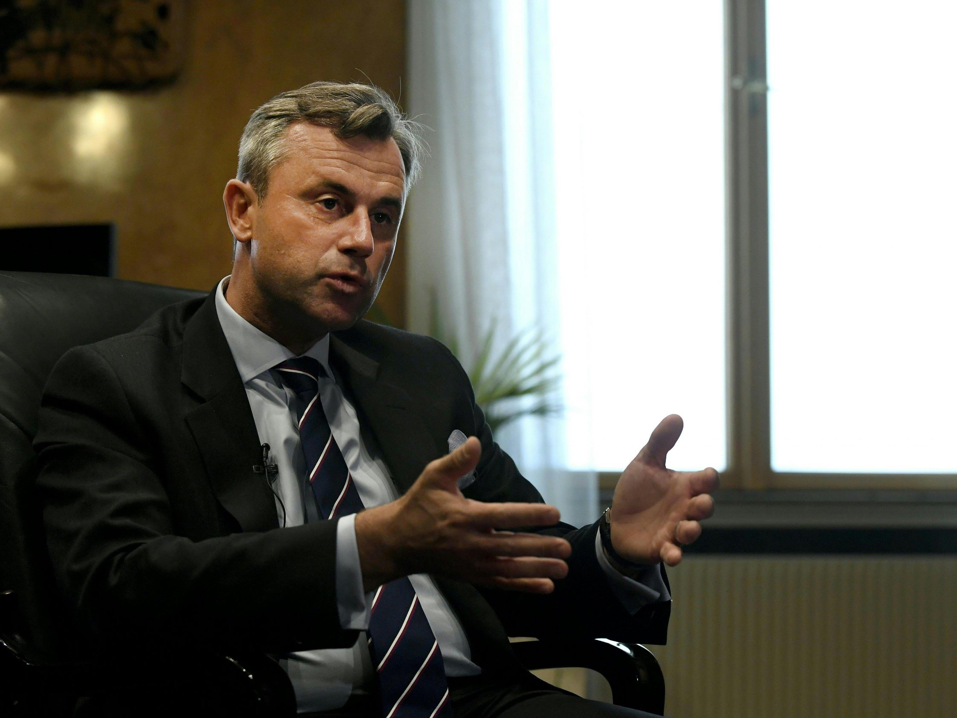 Der Präsidentschaftskandidat Norbert Hofer (FPÖ) beim Interview