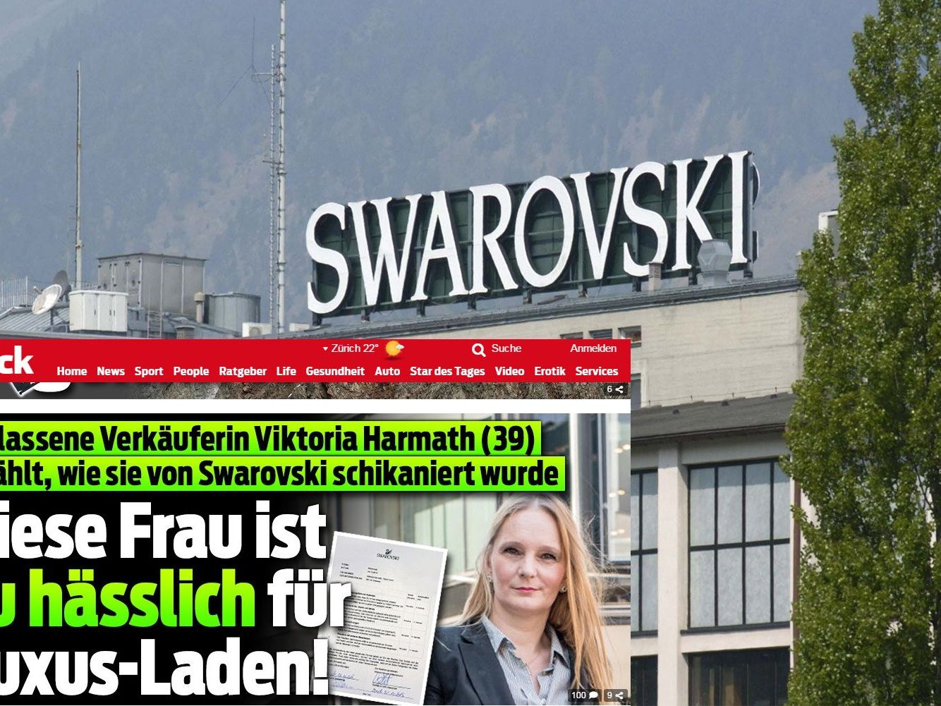 Mit "Zu hässlich für Luxus-Laden" wird der Fall auf blick.ch betitelt Mit "Zu hässlich für Luxus-Laden" wird der Fall auf blick.ch betitelt