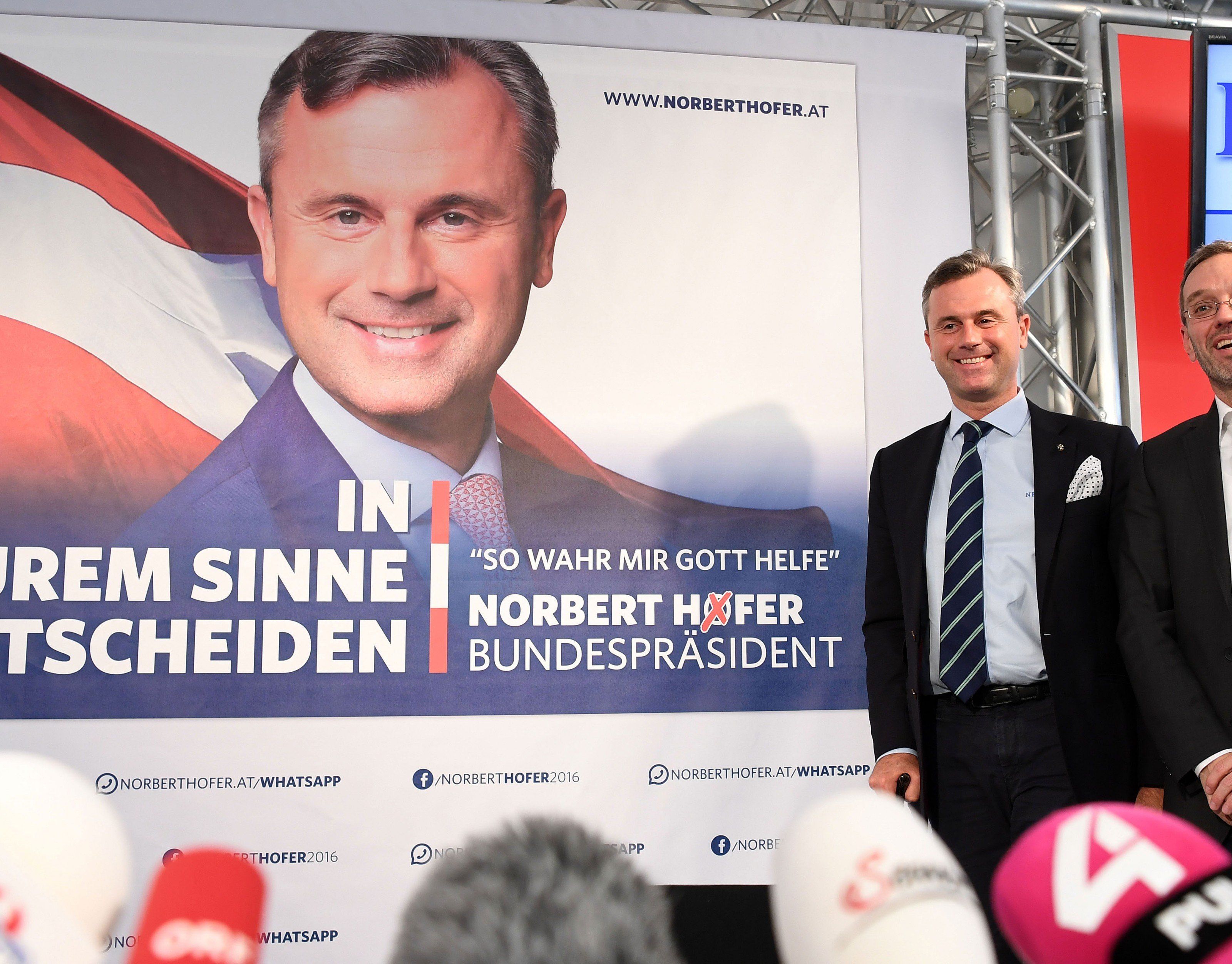 FPÖ-Präsidentschaftskandidat Norbert Hofer bei der Plakatpräsentation