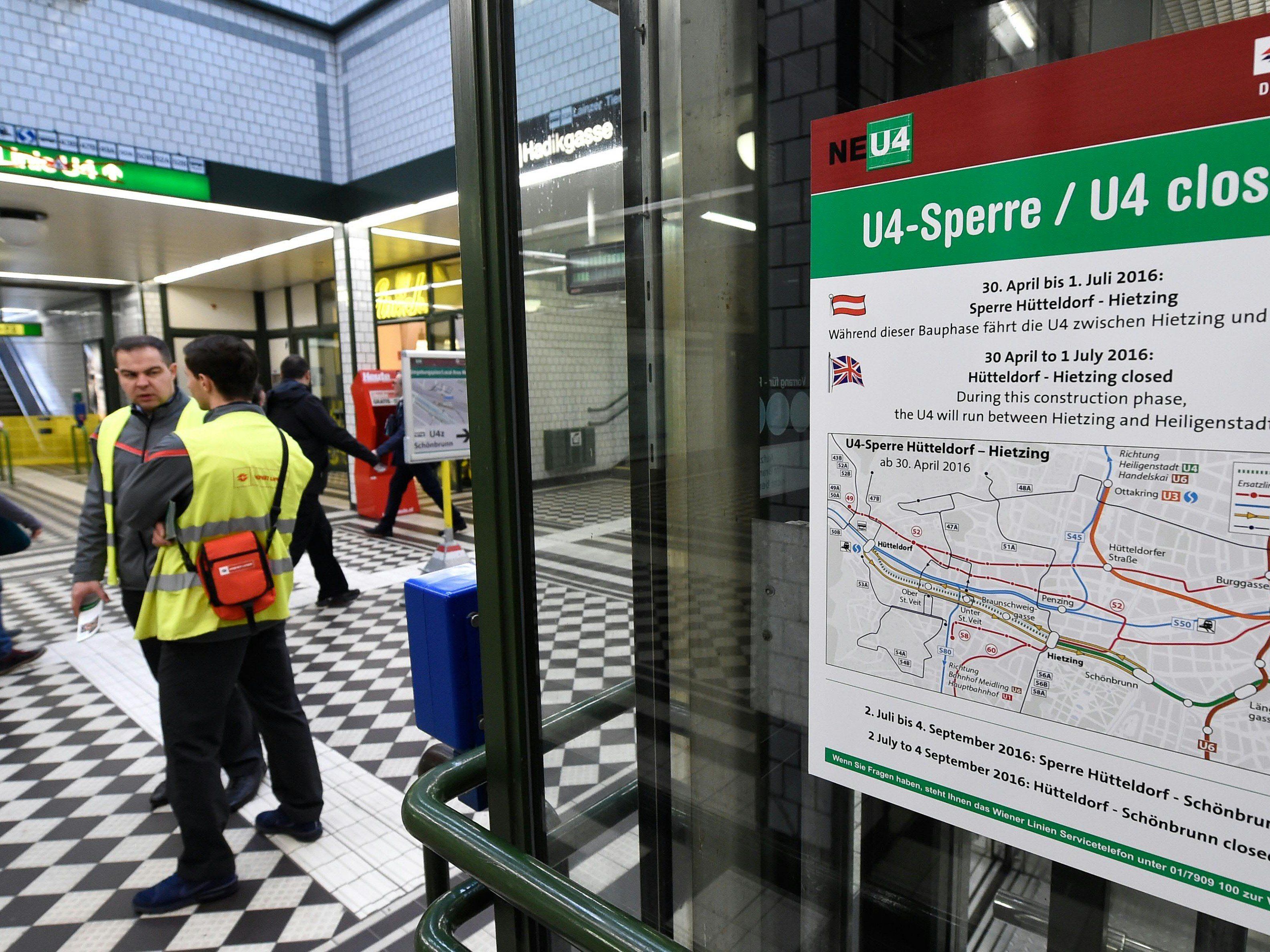 Die U4-Sanierung wird noch länger nicht abgeschlossen sein. Die U4-Sanierung wird noch länger nicht abgeschlossen sein.