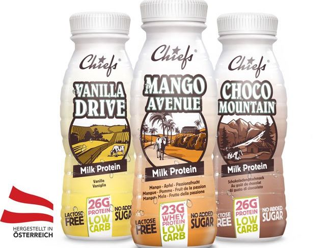 Neuer Proteindrink in Österreichs Kühlregalen. Neuer Proteindrink in Österreichs Kühlregalen.