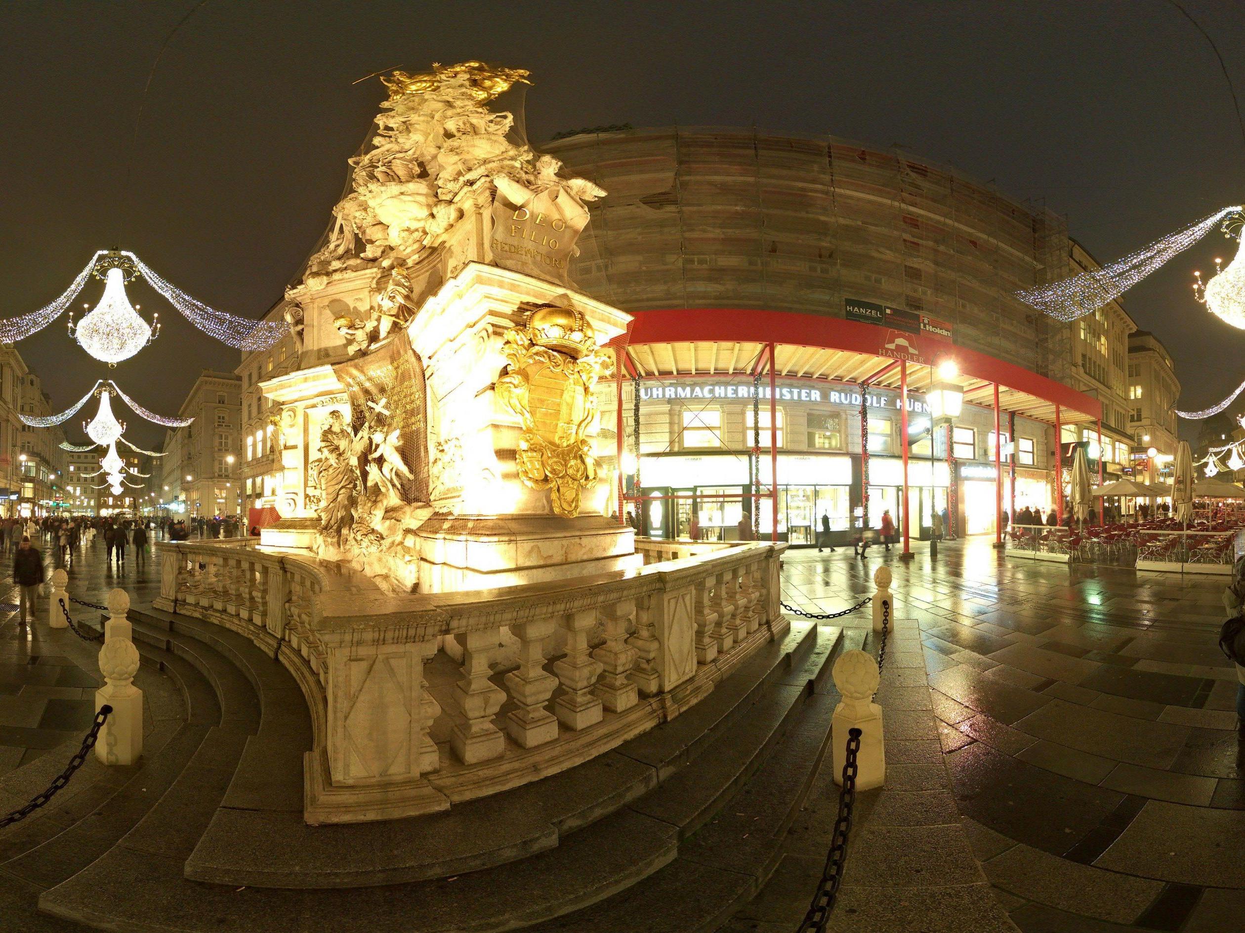 Panorama der Illuminierung der Wiener Weihnachtsbeleuchtung