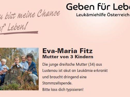Die Familie von Eva-Maria Fitz hofft auf möglichst viele Teilnehmer bei der Typisierungsaktion Die Familie von Eva-Maria Fitz hofft auf möglichst viele Teilnehmer bei der Typisierungsaktion