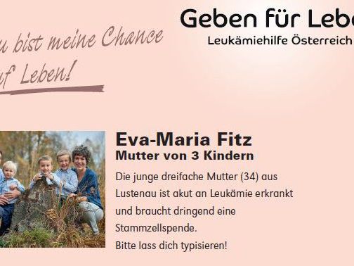 Die Familie von Eva-Maria Fitz hofft auf möglichst viele Teilnehmer bei der Typisierungsaktion