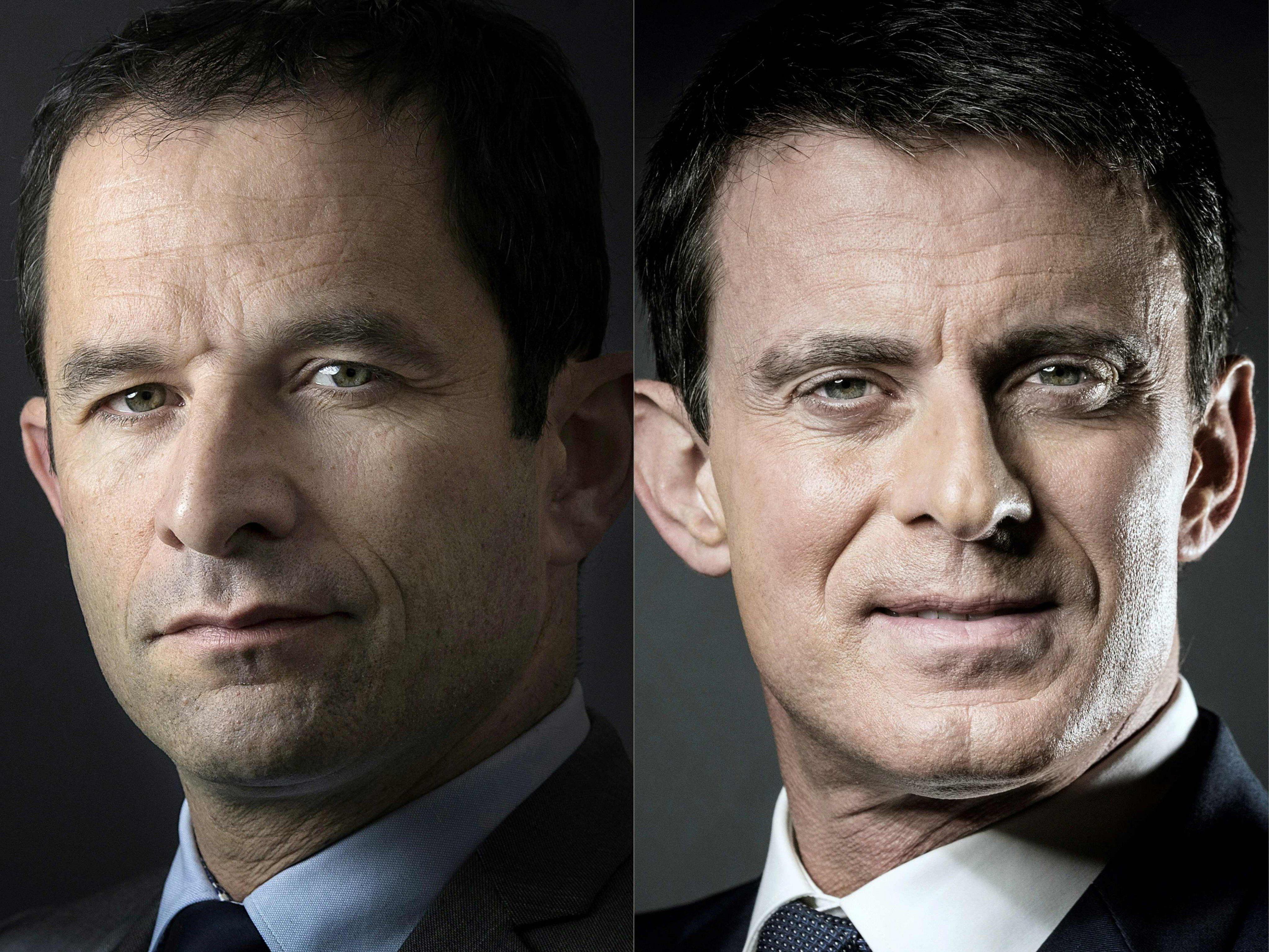 Hamon (links im Bild) und Valls.