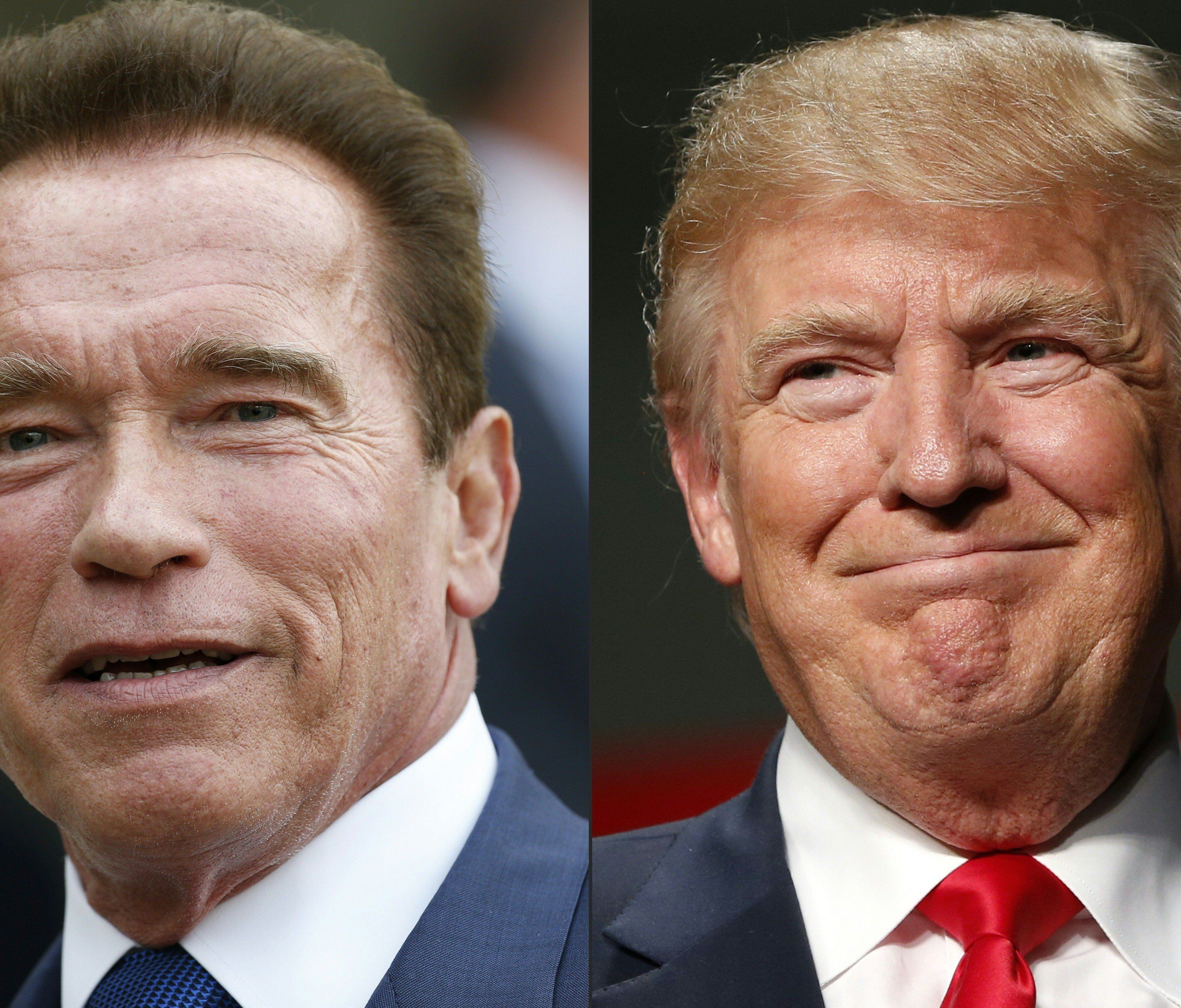 Kampf der Giganten: Zwischen Arnie und Donald Trump herrscht dicke Luft. Kampf der Giganten: Zwischen Arnie und Donald Trump herrscht dicke Luft.